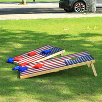 Jeu de Cornhole Portable en Bois pour Intérieur et Extérieur, Drapeau Américain, Divertissement Familial, Produits de Sport et de Loisirs