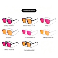 Gafas Sunray Retro Pilot con Doble Puente, Montura Completa TR90 en Negro Brillante, Lentes Tintadas, Remaches Dorados, Unisex, OEM, con Bloqueo de Luz Azul