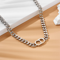 Ensemble de bijoux pour femme en acier inoxydable plaqué or 18 carats, sans ternissement, avec chaîne cubaine épaisse et pendentif lettre initiale CD, vente en gros