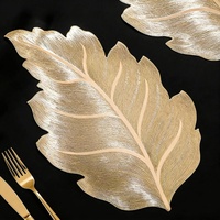 Ensemble de sets de table TUOTU en PVC de forme feuille dorée au design classique - Luxueux, réutilisable, écologique, résistant à l'huile et à la chaleur, décoratif