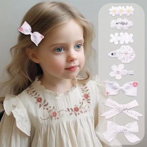 C & J Yanye Baby Lace <span class=keywords><strong>Ribbon</strong></span> Kinder bogen Prinzessin Bestickte Perle Kinder Kinder Mädchen Haarnadel Haars pange Zubehör - Product Image 1