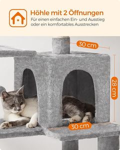 Arbre à chat multi-niveaux 143 cm de haut avec 4 poteaux, 2 plateformes, hamac et grotte - Product Image 4