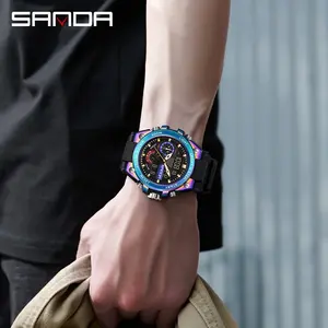 Reloj Electrónico Digital de Moda para Hombre Sanda 3302, Reloj de Pulsera Deportivo Multifuncional a Prueba de Agua para Exteriores - Product Image 6
