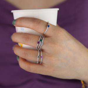 โปรโมชั่นบางวง4<span class=keywords><strong>ส</strong></span>ีสี่เหลี่ยม Cz ละเอียดอ่อนแต่งงานหมั้นวงแหวนแฟชั่นสำหรับผู้หญิงเครื่องประดับ - Product Image 3