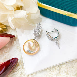 Base para Pendientes de Plata S925 con Soporte para Perlas, Hebilla de Hoja para Perlas Redondas de 8-13mm, Accesorios 21181 - Product Image 3