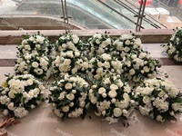 EG-VJ018 personnalisé décorations d'événement de mariage luxe soie artificielle ivoire vert centres de table coureur fleur