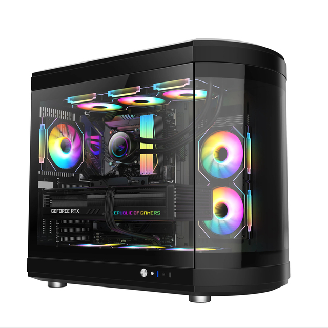 LY Premium Wide-cube Fish tank Gaming PC Case WithTempered Glass Side Panel Support Liquid Cooling Support 360 mm Radiator