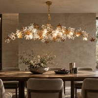Lustre long en or E12 sur mesure de luxe pour restaurants, hôtels et villas, luminaire design moderne en forme de branche avec garantie de 3 ans