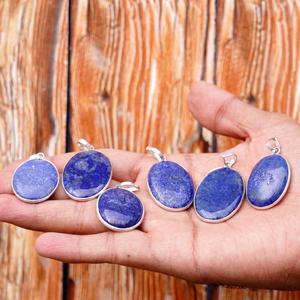 Pendentif Charme Vintage en Lapis Lazuli Naturel, Plaqué Argent, Fait Main, Pierre Précieuse Verte, Bijoux de Luxe en Cristal, Vente en Gros - Product Image 1