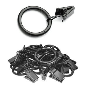 Jushang Hardware <b>Curtain</b> <b>Rings</b> And Clips Black Round Easy Installation For <b>Curtains</b> And Shower <b>Curtains</b> - Product Image 2