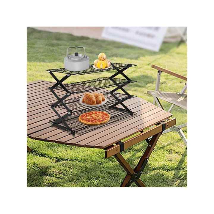 4-Tier Collapsible Cooling Rack Foldable Iron Stand for Indoor Outdoor Use for Grilling Cooling Baking for BBQ Accessories