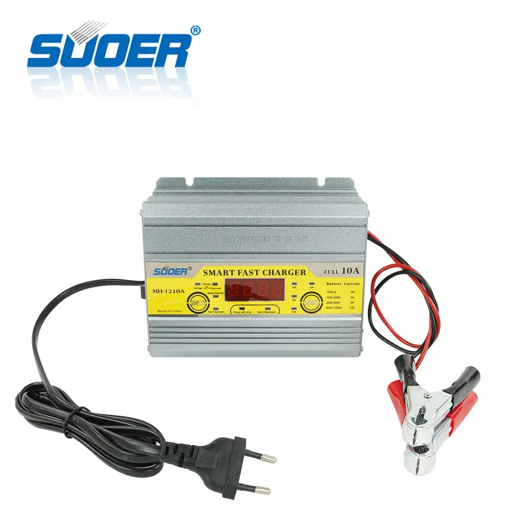 Suoer Omgekeerde Verbindingsbescherming 12V 10a Zonne-Energie Auto Digitale Acculader Met Lcd-Display