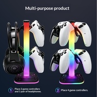 Nouveau support de casque avec éclairage LED RGB, commande tactile, support de manette PS5, support de rangement de bureau pour salle de jeu, cadeau de Noël