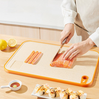 Petite planche à découper double face antibactérienne en plastique, accessoire de cuisine de qualité supérieure, bloc de découpe domestique en paille de blé