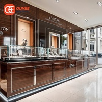 Vitrine de présentation de bijoux en verre sans cadre en bois laqué de qualité supérieure pour magasin de diamants