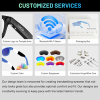 Lunettes intelligentes AI à écran tactile avec protection UV, chargement transparent, lecture de musique à oreille ouverte et en ABS