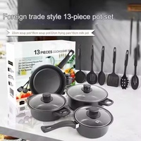 Ensemble de casseroles antiadhésives en gros, 13 pièces, ensemble de casseroles, marmite, casserole à ragoût, poêle à frire, ensemble de cuisine multi-pièces