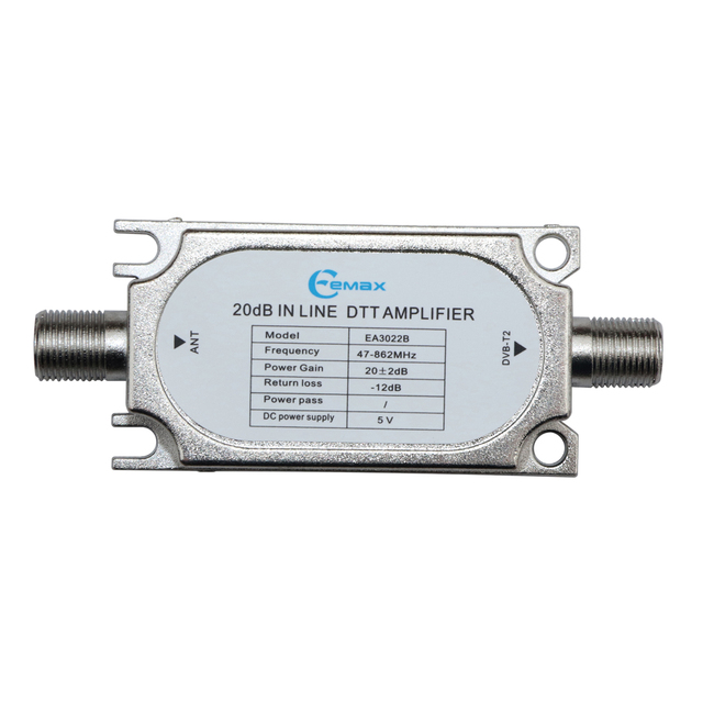 20dB CATV in Line Amplifier DTT Antenna Amplifier DVB-T2 TV signal Amplifier