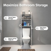 Étagère de rangement multifonctionnelle en métal à 3 niveaux pour salle de bain, à placer au-dessus des toilettes