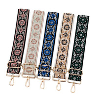 Sangle de sac à bandoulière en broderie Jacquard, Style ethnique bohème, fleurs, sangle de remplacement réglable, sangle de sac à main