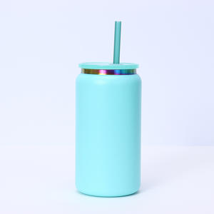 カスタム16オンス二重壁ステンレスタンブラーレーザー彫刻レインボーパウダーコーティング電気メッキ缶瓶 - Product Image 6