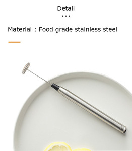 Fouet à main minimaliste en acier inoxydable, mousseur à lait et café à piles, commandes par bouton-poussoir, pour la maison, l'hôtel, portable - Product Image 2