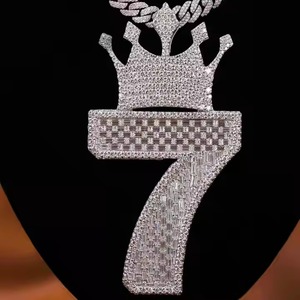 Pendentif Hip Hop pour hommes de haute qualité entièrement glacé baguette coupe Moissanite diamant VVS1 VVS collier en diamant Moissanite lourd - Product Image 1