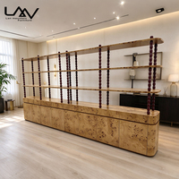 Buffet de salle à manger de style Mid-Century en placage de bois naturel, meuble de rangement d'appoint en bois de luxe pour salon