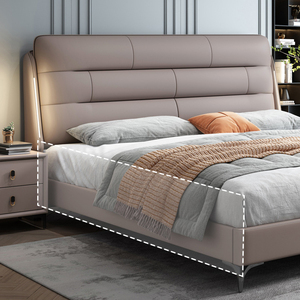 Fascia alta italiana grande <span class=keywords><strong>testiera</strong></span> letto matrimoniale telaio in pelle <span class=keywords><strong>letti</strong></span> nuovo Design camera da letto mobili di lusso moderno letto King Size - Product Image 5