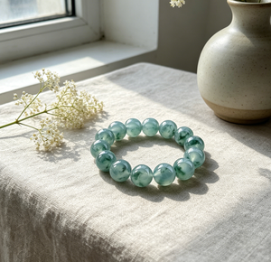 Bracelet en perles de jade naturel authentique, motif fleur flottante, couleur vert jadeite haute qualité, jade <span class=keywords><strong>Dulong</strong></span>, cadeau unisexe pour toutes les occasions - Product Image 4