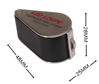 Wholesale 10x Diamond Jewelry Loupe with LED UV Light Metal and Plastic Magnifiers Glass Lens in Leather Package Pocket