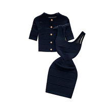 Ensemble 2 pièces côtelé pour femme : Cardigan court à manches courtes et mini-robe moulante sans manches, coupe ajustée, printemps-été, tenue de club