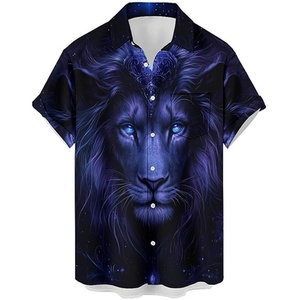 เสื้อฮาวายชาย แขนสั้น คอตั้ง ระบายอากาศได้ดี สวมใส่สบาย ทรงหลวม รับผลิตแบบ ODM พิมพ์โลโก้ได้ สไตล์วันหยุด - Product Image 1