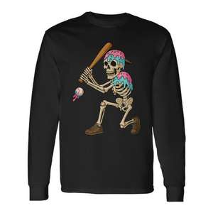 Camiseta de manga larga para jóvenes con estampado de esqueleto de béisbol Ice Cream Drip - Product Image 1