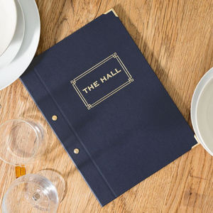 Cubiertas de Menú de Cuero Azul Oscuro de Alta Calidad para Restaurante, Cubierta de Menú Personalizada de Cuero con Fijación de Tornillos - Product Image 3