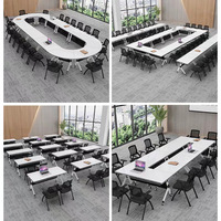 Table et chaise pliantes en plastique, combinaison bureau mobile à roulettes, design moderne et épuré, mobilier de bureau commercial, bar