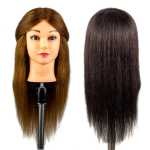 Tête de mannequin <span class=keywords><strong>professionnelle</strong></span> pour formation en salon, <span class=keywords><strong>cheveux</strong></span> mixtes, style lisse naturel, 50 cm, tête féminine, densité 200 %, <span class=keywords><strong>cheveux</strong></span> non-Remy pour la coupe de <span class=keywords><strong>cheveux</strong></span> - Product Image 1