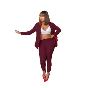 Pantaloni da donna a vita alta blazer da donna set di pantaloni a due pezzi - Product Image 2