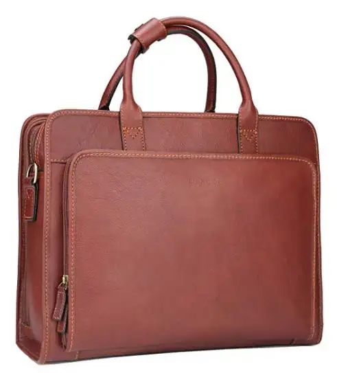 Design Business Laptop waterproof computer Handbag Coffee Men Bag Soft Sided Leather Briefcase