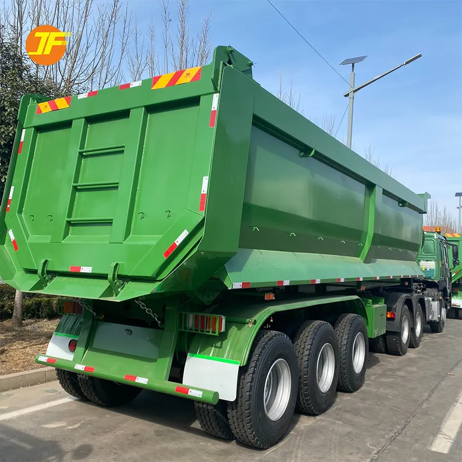 Remorque arrière d'occasion et neuve, 2 essieux, 50 tonnes, semi-remorque pour camion à benne basculante