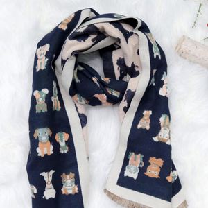 Bufanda de Algodón con Estampado Digital Personalizado, Diseño de Cachorro, Bloques de Color, para Otoño, Invierno y Todas las Estaciones, Unisex - Product Image 6