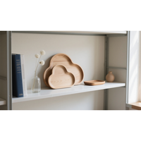 Plateau de service rond en bois de 22 cm, transparent, avec compartiments, pour servir des aliments, des collations, du petit-déjeuner, des fruits, petit plateau de service rond en bois