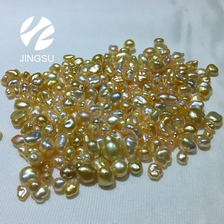 Diferentes formas de perlas sueltas de color dorado natural Mar del Sur Keshi