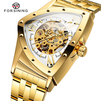 Date Reloj Para Hombre De Luxe Personnalisé Hommes triangle Squelette Montre-Bracelet Montre Mécanique
