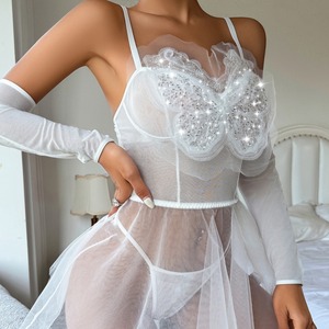 Nueva ropa interior decorada con lazo para mujer, Tanga Sexy, bragas para adultos, conjunto de tres piezas transpirable de alta calidad