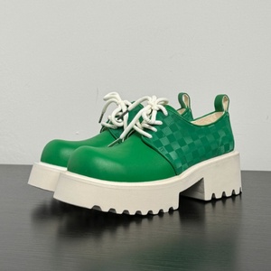 Nuevos Zapatos Derby Verdes para Hombre, para Exteriores, con Suela Gruesa de 6 cm de Altura, Adecuados para Uso Formal en la Oficina, Hechos de Cuero - Product Image 1