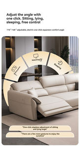 Canapé électrique en cuir, style minimaliste italien, fonction zéro mur, mobilier de salon, espace tête de lit, canapé réglable - Product Image 5