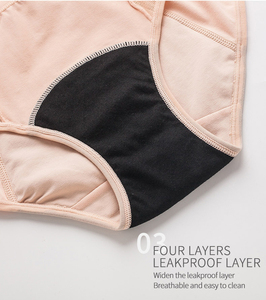 Mutandine Bikini a vita bassa in cotone per donne e <span class=keywords><strong>ragazze</strong></span> biancheria intima mestruale e Postpartum con taglio alto - Product Image 5