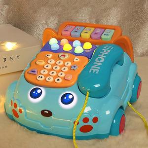 Juguete de Teléfono para Bebés, Teléfono Fijo de Dibujos Animados, Teléfono Inteligente Simulado con Función de Arrastre, Llamadas, Piano, Educación Temprana, Música, Aprendizaje, Juego de Golpear al Hámster - Product Image 2