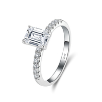 Bague en argent sterling 925 classique de coupe princesse Rinntin SMOR08, bague en diamant moissanite, bagues de fiançailles et de mariage